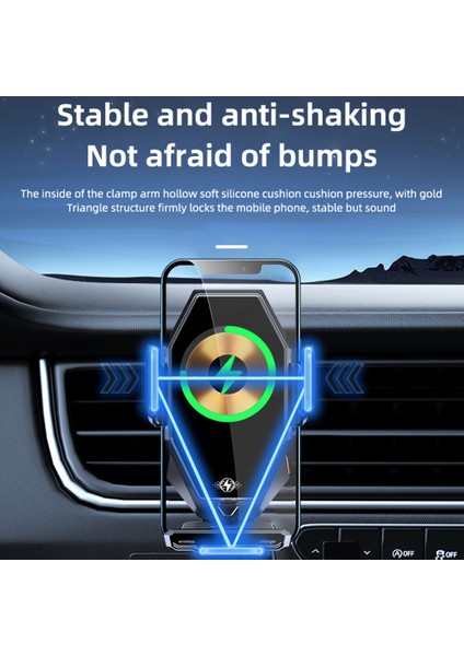 T7 15W Kablosuz Araç Şarj Cihazı Telefon Tutucu Otomatik Indüksiyonlu Havalandırmalı Araç Şarj Cihazı Telefon Tutucu-Siyah (Yurt Dışından) fırsatları