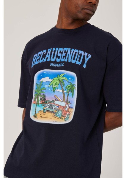 Becausenody Baskılı Lacivert Tshirt fiyatları
