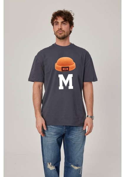 M Harf Baskılı Antrasit Tshirt fiyatları