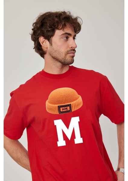 M Harf Baskılı Kırmızı Tshirt fiyatları