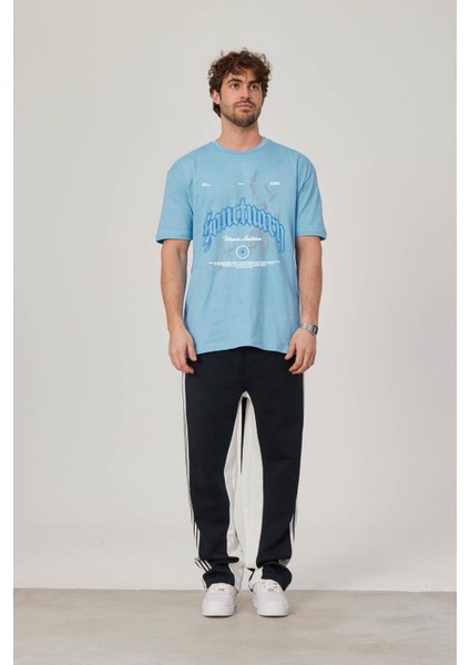 Utopia Figür Baskılı Mavi Tshirt