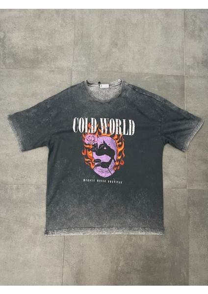 Cold World Yıkamalı Füme Tshirt modelleri