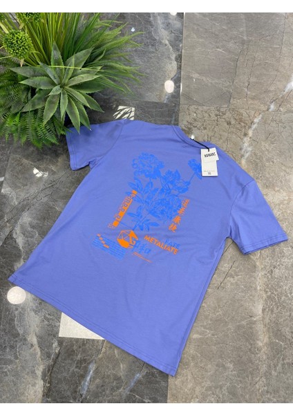Arka Çiçek Desenli Lila Tshirt fırsatları