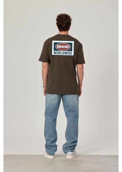 Brand Worldwide Baskılı Hakii Tshirt