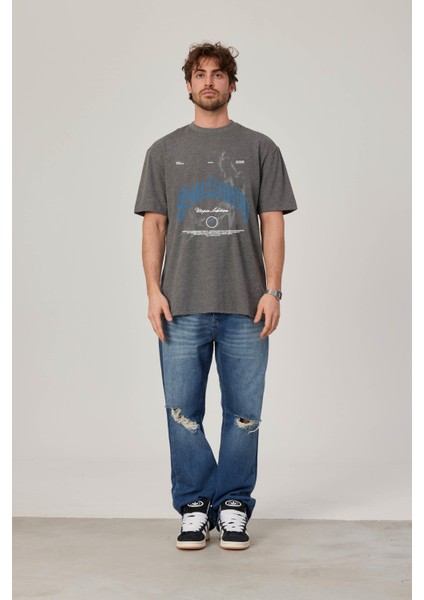 Utopia Figür Baskılı Gri Tshirt