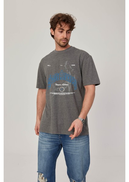 Utopia Figür Baskılı Gri Tshirt
