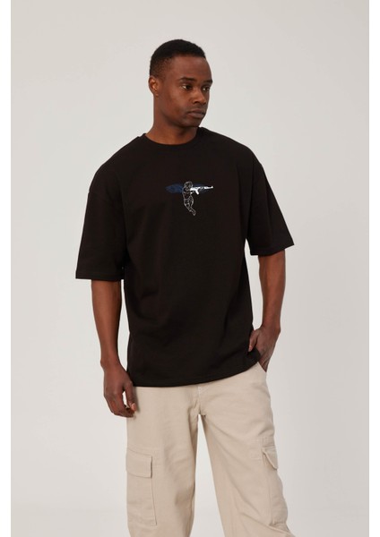 Melek Baskılı Siyah Tshirt fiyatları