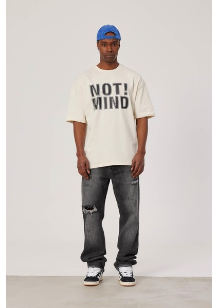 Not Mind Yazılı Krem Tshirt
