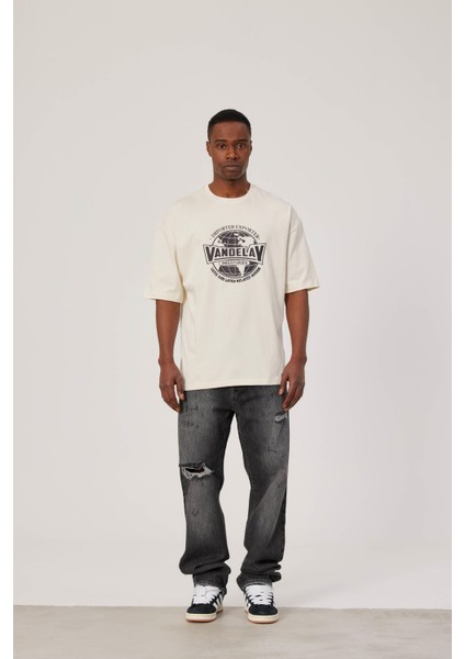 Vandelay Baskılı Krem Tshirt