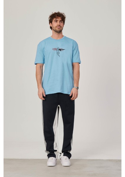 Melek Baskılı Mavi Tshirt