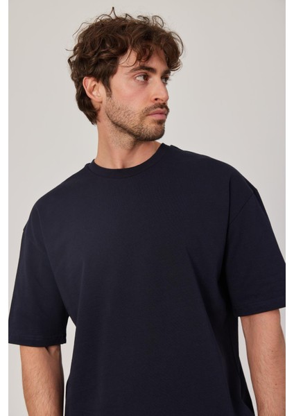 Lacivert Oversize Basic Tshirt