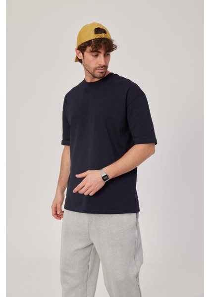 Lacivert Oversize Basic Tshirt