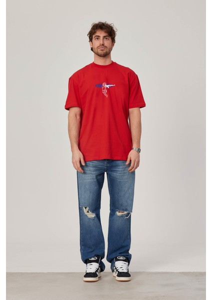 Melek Baskılı Kırmızı Tshirt