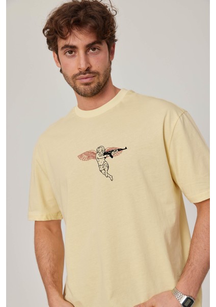 Melek Baskılı Sarı Tshirt