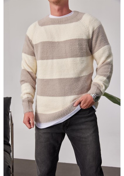 Gri Şeritli Yumuşak Dokulu Kazak fiyatları