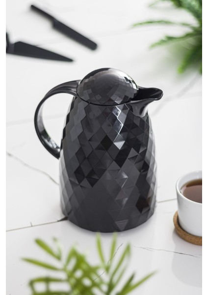 1 Lt Isı Yalıtımlı Çay ve Soğuk Su Termosu Siyah (12 Saat Sıcak Tutar& Içi Camdır) fiyatları