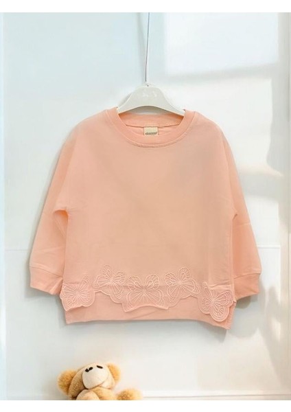 Kız Çocuk Kelebek Işlemeli Sweatshirt