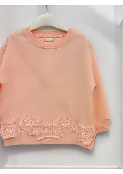 Kız Çocuk Kelebek Işlemeli Sweatshirt