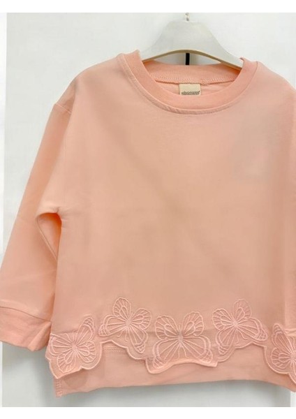 Kız Çocuk Kelebek Işlemeli Sweatshirt