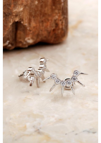 Taç Tasarım Rodyumlu Gümüş Küpe 6942 fiyatları