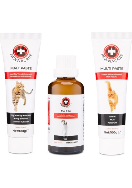 Kedi Premium Sağlık Seti Malt Paste & Multi Paste & Plus B Avantaj Seti