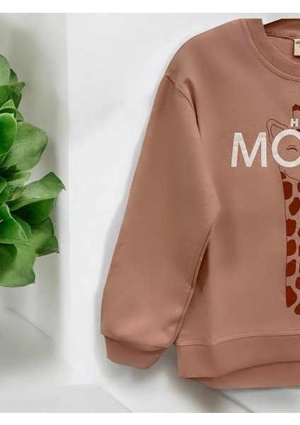 Kız Çocuk Zürafa Happy Mood Yazılı Sweatshirt indirimleri