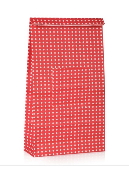 Kırmızı Puantiyeli Hediye Paketi Kese Kağıdı 25X15X6 cm 10 Adet