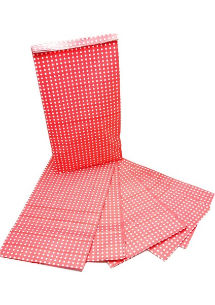 Kırmızı Puantiyeli Hediye Paketi Kese Kağıdı 25X15X6 cm 10 Adet modelleri