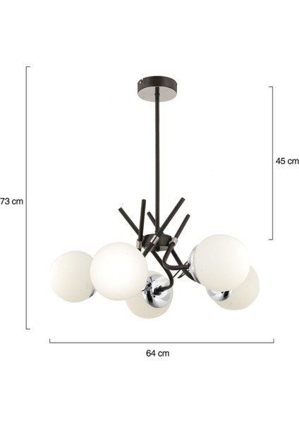 Modern 5'li Krom Metal Avize, Şık ve Parlak Tasarım, Salon ve Yatak Odası İçin Ideal modelleri