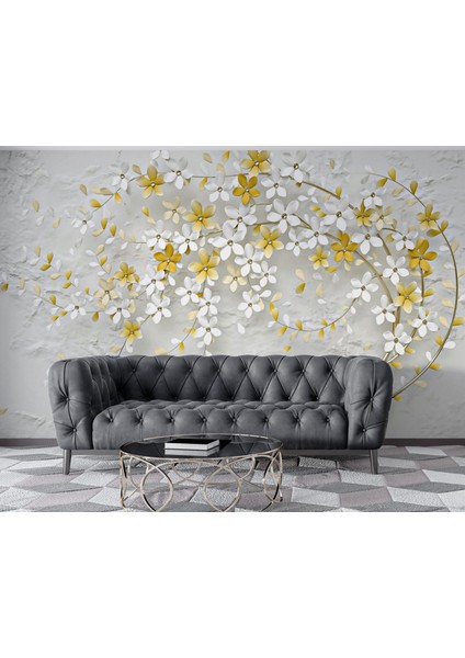 3 Boyut Görünümünde Duvar Kağıdı Büyük Ağaçlı Duvar Resmi Çiçekli Duvar Posteri