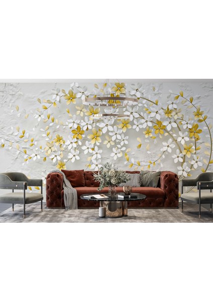 3 Boyut Görünümünde Duvar Kağıdı Büyük Ağaçlı Duvar Resmi Çiçekli Duvar Posteri fiyatları