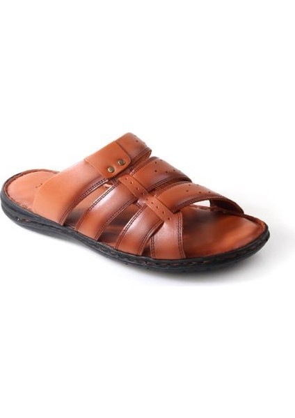 179 Erkek Büyük Numara (45-48) Ortopedik Masaj Tabanlı Deri Terlik