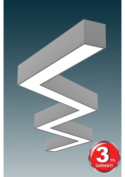 Tekno Trust Zigzag ( Gri Kasa, Gün Işığı ) Ledli Modern LED Avize, Salon, Mutfak, Oturma Yatak Odası, Sarkıt