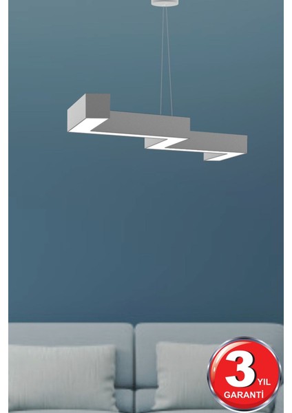 Tekno Trust Zigzag ( Gri Kasa, Gün Işığı ) Ledli Modern LED Avize, Salon, Mutfak, Oturma Yatak Odası, Sarkıt