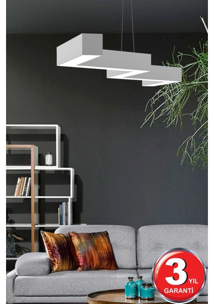 Tekno Trust Zigzag ( Gri Kasa, Gün Işığı ) Ledli Modern LED Avize, Salon, Mutfak, Oturma Yatak Odası, Sarkıt