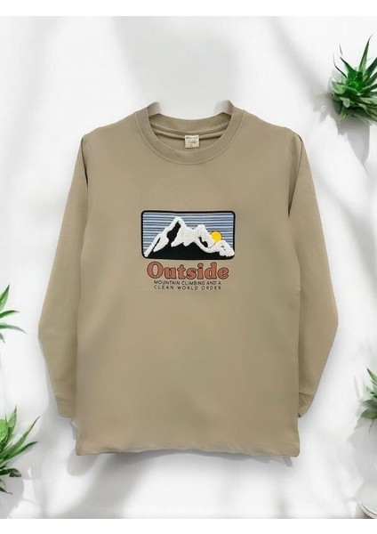 Erkek Dağ Baskılı Sweatshirt
