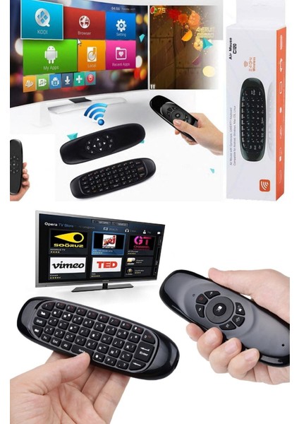 1 Yıl Klavye ve Mause Android Akıllı Tvlere ve Bilgisayarlara Uyumlu Joistic Mouse Fare Air Mouse 2