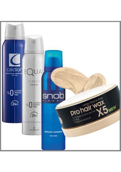 Erkek Deodorant 150 ml + Equal Erkek Deodorant 150 ml + Snob 150 ml Deodortant + Morfosemat Wax 150 ml