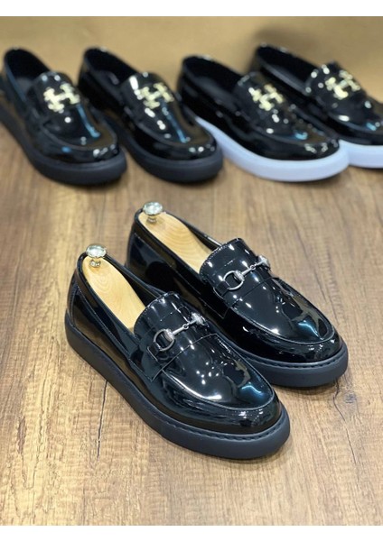 KB-027 Kuback Bağcıksız Kömür Rugan G Günlük Erkek Ayakkabı