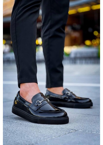 KB-027 Kuback Bağcıksız Kömür Rugan G Günlük Erkek Ayakkabı modelleri