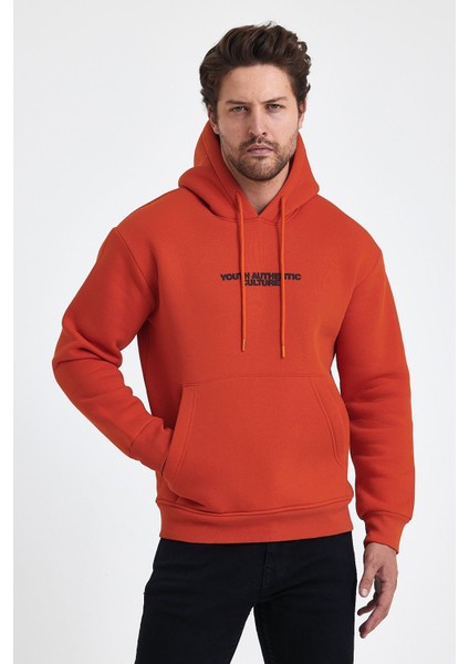 Erkek Ön ve Arka Baskılı 3 Iplik Şardonlu Kapüşonlu Sweatshirt fırsatları