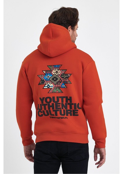 Erkek Ön ve Arka Baskılı 3 Iplik Şardonlu Kapüşonlu Sweatshirt indirimleri