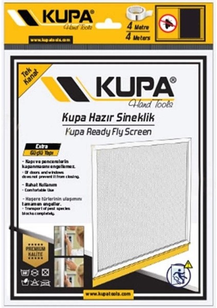 Kupa Hazır Sineklik Yapışkan Bantlı - Çift Kanat - 1.25 mm x 1.50 Mt. - 1 Adet
