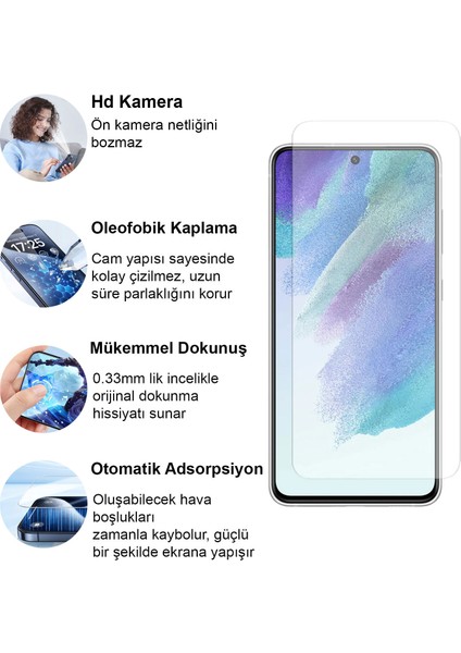 Samsung Galaxy S21 Fe Kırılmaz Cam Şeffaf 0.3mm Kılıf Dostu Temperli Ekran Koruyucu