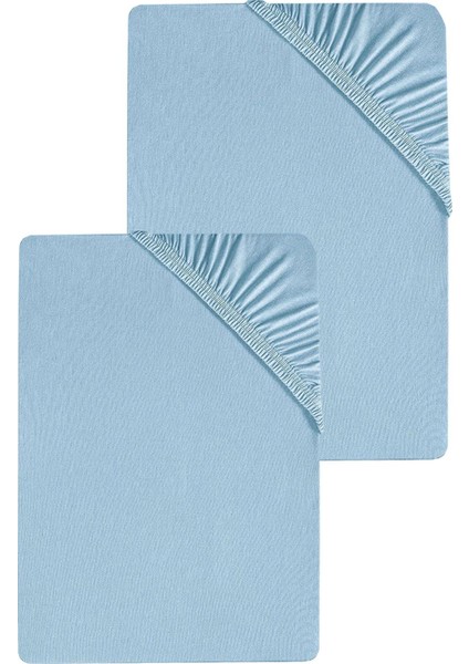 2 Adet Düz Pamuklu Tek Kişilik 80 x 200 cm Lastikli Penye Çarşaf