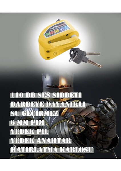 Alarmlı Disk Kilidi Sarı Renk (Hatırlatma Kablosu Hediye) fırsatları
