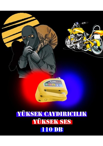 Alarmlı Disk Kilidi Sarı Renk (Hatırlatma Kablosu Hediye) indirimleri