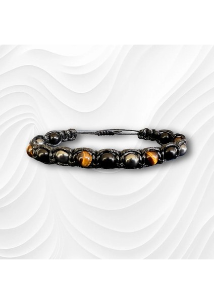 Kaplangözü Oniks ve Hematit Doğal Taş Makrome Deri Bileklik fiyatları