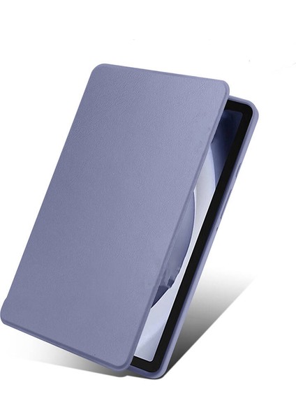 Alan Tech Galaxy Tab A9 Plus Kılıf Zore Termik Kalem Bölmeli Dönebilen Standlı Kılıf-Lavendery Gray