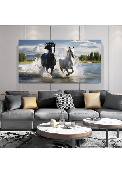 Modern Soyut Koşan Atlar Manzara Hd Kalite Kanvas Tablo